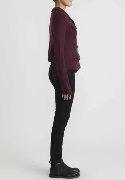 Rundholz Cashmere Cropped Asymmetric Knit Jacket In Umbra Red