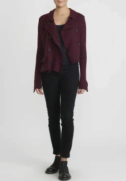 Rundholz Cashmere Cropped Asymmetric Knit Jacket In Umbra Red