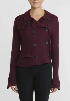 Rundholz Cashmere Cropped Asymmetric Knit Jacket In Umbra Red
