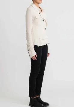 Rundholz Cashmere Cropped Asymmetrical Knit Jacket In Ivory White