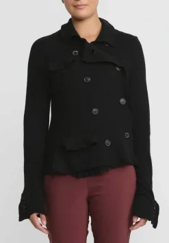 Rundholz Cashmere Cropped Asymmetric Knit Jacket In Black