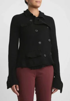 Rundholz Cashmere Cropped Asymmetric Knit Jacket In Black