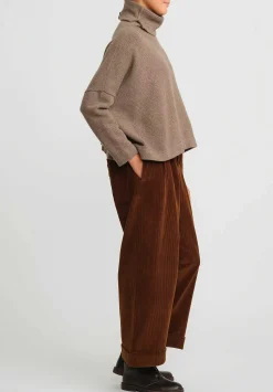 Daniela Gregis Cashmere Dolcevita Classic Turtleneck Sweater In Scuro Natural
