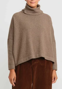 Daniela Gregis Cashmere Dolcevita Classic Turtleneck Sweater In Scuro Natural
