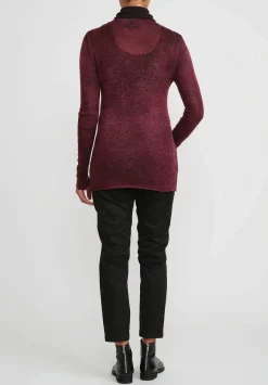 Avant Toi Cashmere Garza Turtleneck Sweater In Nero Wine Red