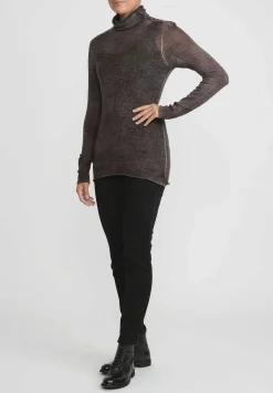 Avant Toi Cashmere Garza Turtleneck Sweater In Nero Mushroom Grey