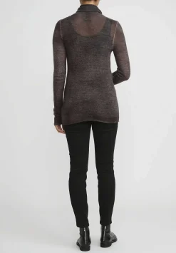 Avant Toi Cashmere Garza Turtleneck Sweater In Nero Mushroom Grey