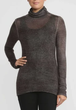 Avant Toi Cashmere Garza Turtleneck Sweater In Nero Mushroom Grey