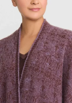 Lainey Keogh Cashmere Hand-Knit Poncho Cardigan In Lavender & Chestnut Brown