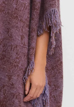Lainey Keogh Cashmere Hand-Knit Poncho Cardigan In Lavender & Chestnut Brown