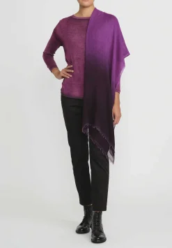Avant Toi Cashmere Hand-Painted Sfumata Scarf In Nero Orchid Purple