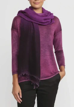 Avant Toi Cashmere Hand-Painted Sfumata Scarf In Nero Orchid Purple