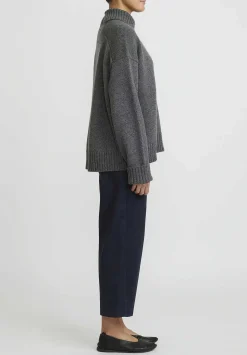 Jil Sander Cashmere High Neck Sweater In Medium Grey