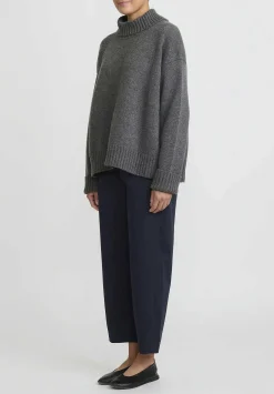Jil Sander Cashmere High Neck Sweater In Medium Grey