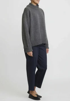 Jil Sander Cashmere High Neck Sweater In Medium Grey