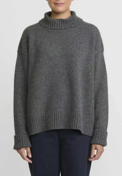 Jil Sander Cashmere High Neck Sweater In Medium Grey