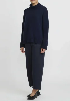Jil Sander Cashmere High Neck Sweater In Dark Blue