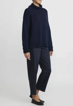 Jil Sander Cashmere High Neck Sweater In Dark Blue