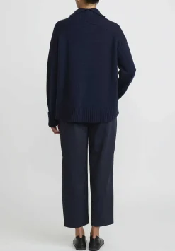 Jil Sander Cashmere High Neck Sweater In Dark Blue