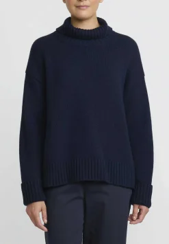 Jil Sander Cashmere High Neck Sweater In Dark Blue
