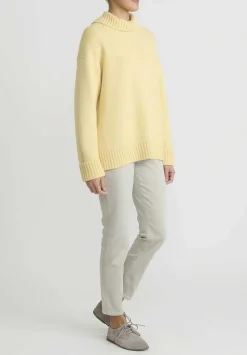 Jil Sander Cashmere High Neck Sweater In Pale Yellow