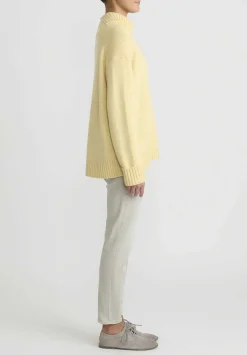 Jil Sander Cashmere High Neck Sweater In Pale Yellow