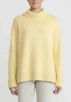 Jil Sander Cashmere High Neck Sweater In Pale Yellow