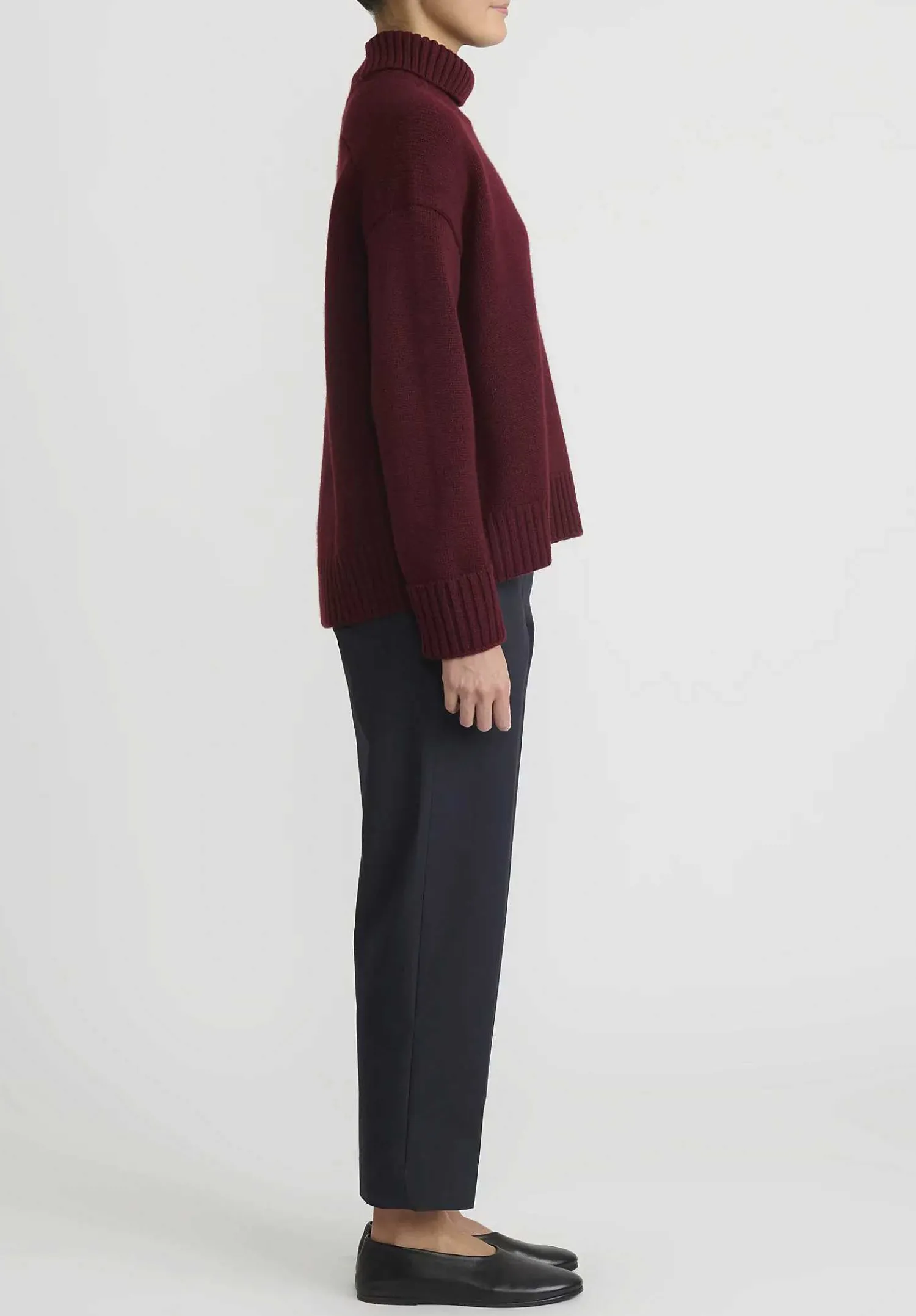 Jil Sander Cashmere High Neck Sweater In Dark Red