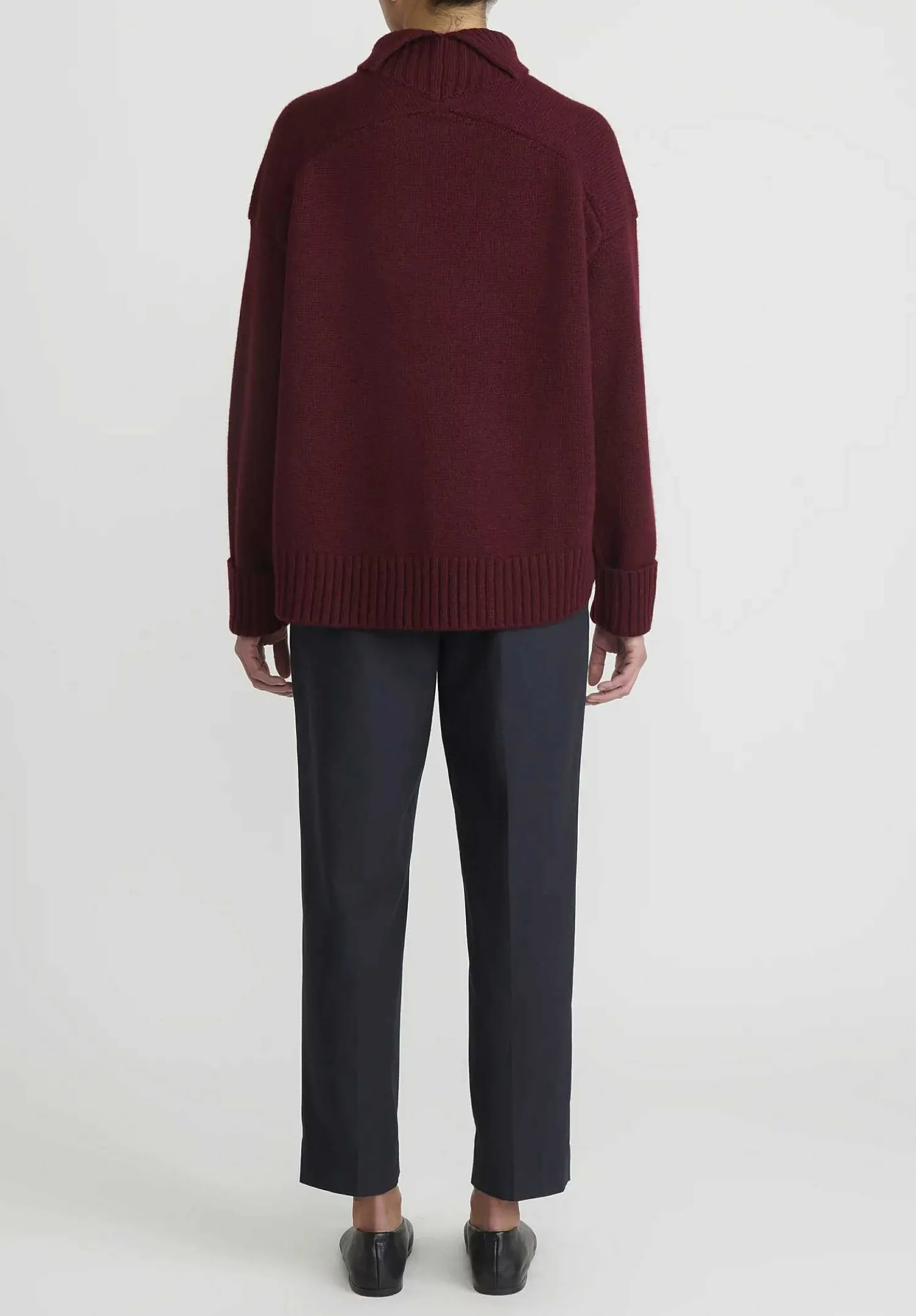 Jil Sander Cashmere High Neck Sweater In Dark Red