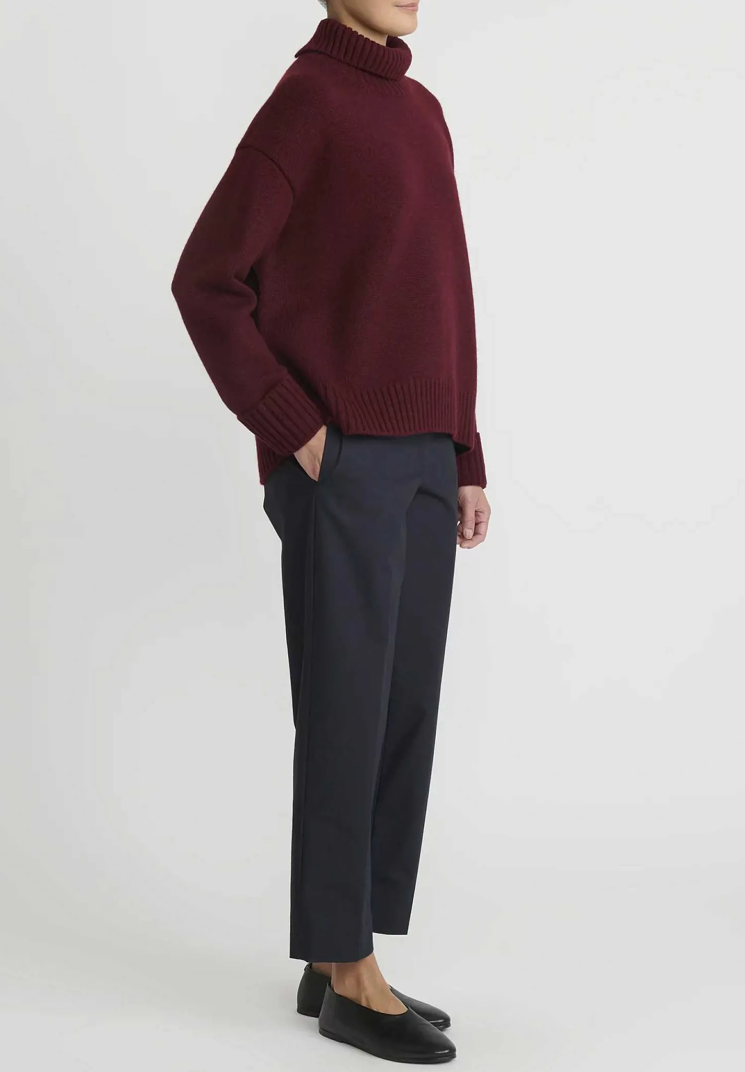 Jil Sander Cashmere High Neck Sweater In Dark Red