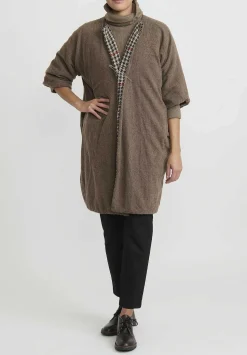 Daniela Gregis Cashmere Houndstooth ''Cappotto'' Coat In Abete Brown