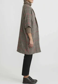 Daniela Gregis Cashmere Houndstooth ''Cappotto'' Coat In Abete Brown