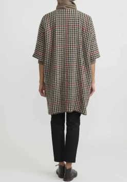 Daniela Gregis Cashmere Houndstooth ''Cappotto'' Coat In Abete Brown