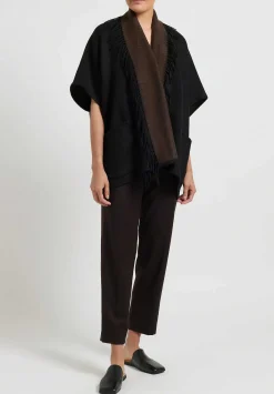 Alonpi Cashmere Ledor Giacchetta Double Tasche Jacket In Black & Brown