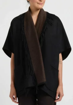 Alonpi Cashmere Ledor Giacchetta Double Tasche Jacket In Black & Brown