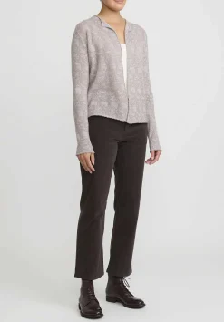 Lainey Keogh Cashmere Lightweight Cardigan In Taupe & White