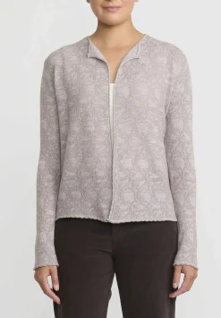 Lainey Keogh Cashmere Lightweight Cardigan In Taupe & White