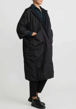 Daniela Gregis Cashmere Lined ''Trapuntato'' Coat In Black & Blue
