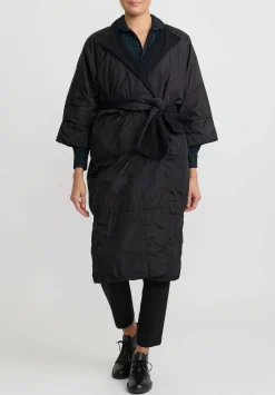 Daniela Gregis Cashmere Lined ''Trapuntato'' Coat In Black & Blue