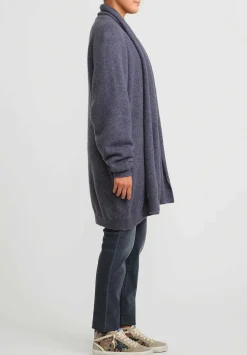 Frenckenberger Cashmere Long Grandpa Cardigan In Indigo Blue