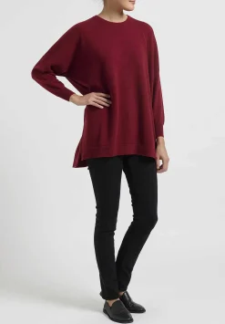 Hania New York Cashmere Marley Crewneck Sweater In Russet Red
