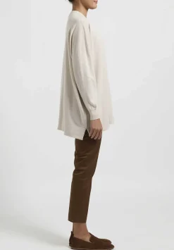 Hania New York Cashmere Marley V-Neck Sweater In Swansdown Natural