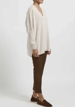 Hania New York Cashmere Marley V-Neck Sweater In Swansdown Natural