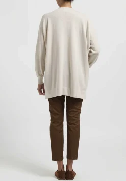 Hania New York Cashmere Marley V-Neck Sweater In Swansdown Natural