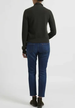 Frenckenberger Cashmere Mini Max Cardigan In Black Olive Green
