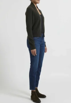 Frenckenberger Cashmere Mini Max Cardigan In Black Olive Green