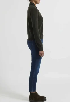 Frenckenberger Cashmere Mini Max Cardigan In Black Olive Green