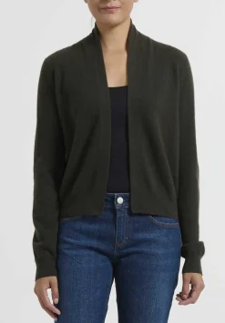 Frenckenberger Cashmere Mini Max Cardigan In Black Olive Green