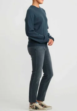 Frenckenberger Cashmere Mini Round Neck Sweater In New Atlantis Blue