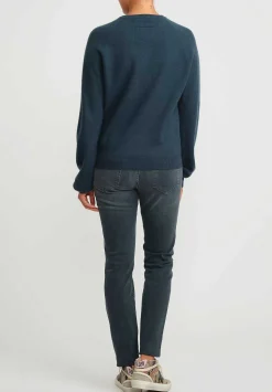 Frenckenberger Cashmere Mini Round Neck Sweater In New Atlantis Blue